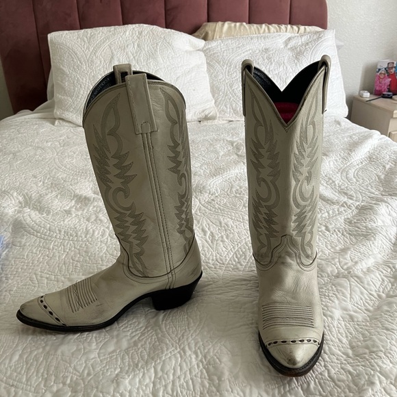 Dan Post White Cowboy Boots 7.5 - Picture 2 of 6